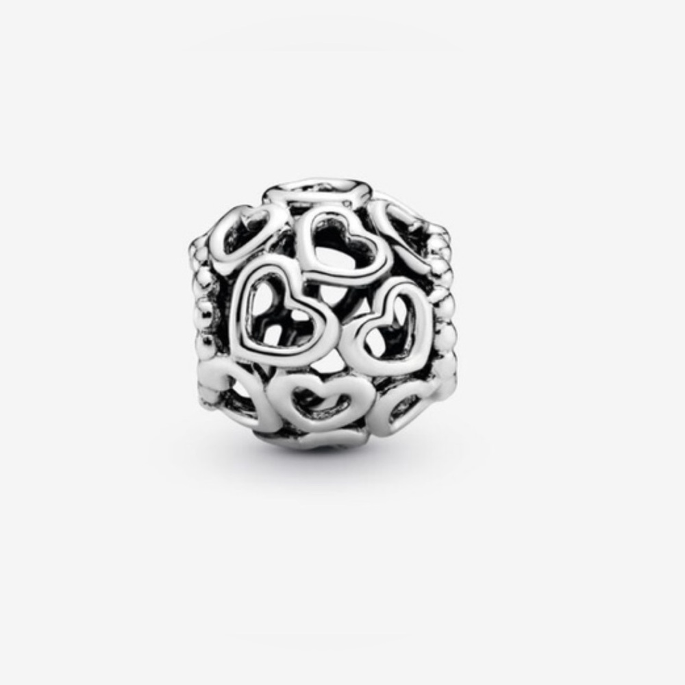 Authentic Pandora ‘Hearts All Over’ Openwork S925 Ale Sterling Silver Charm